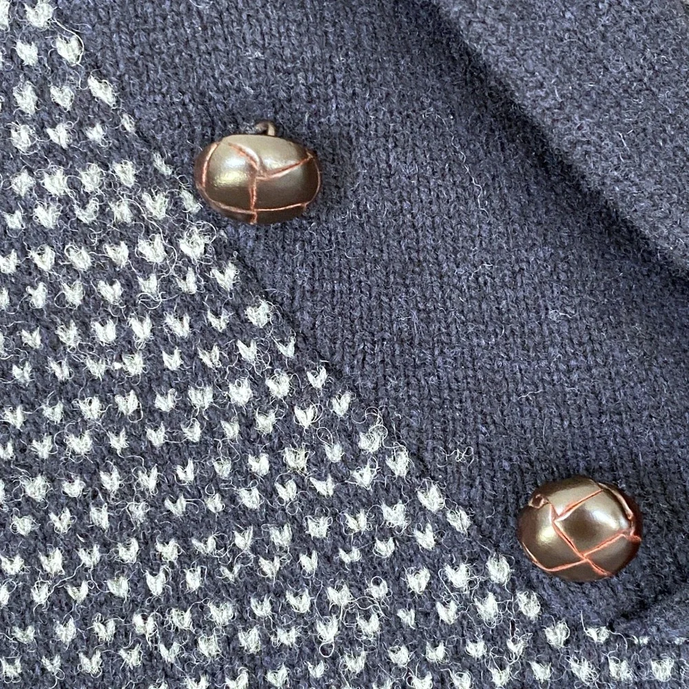 J. Crew Men's Shawl Collar Sweater Size M Navy 100% Lambs Wool‎